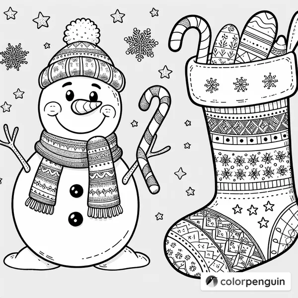 A Cheerful Snowman with a Christmas Stocking