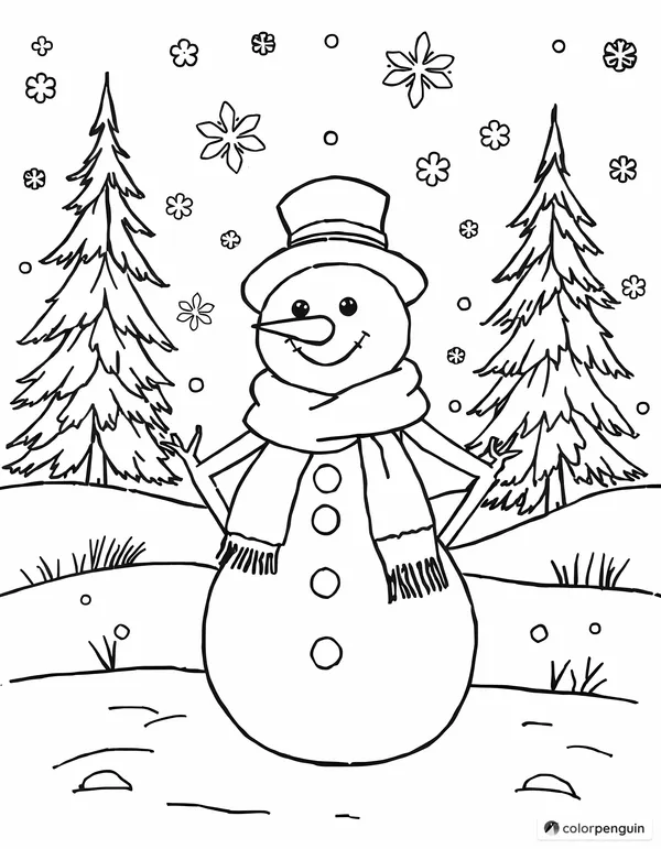 Cheerful Snowman in a Winter Wonderland