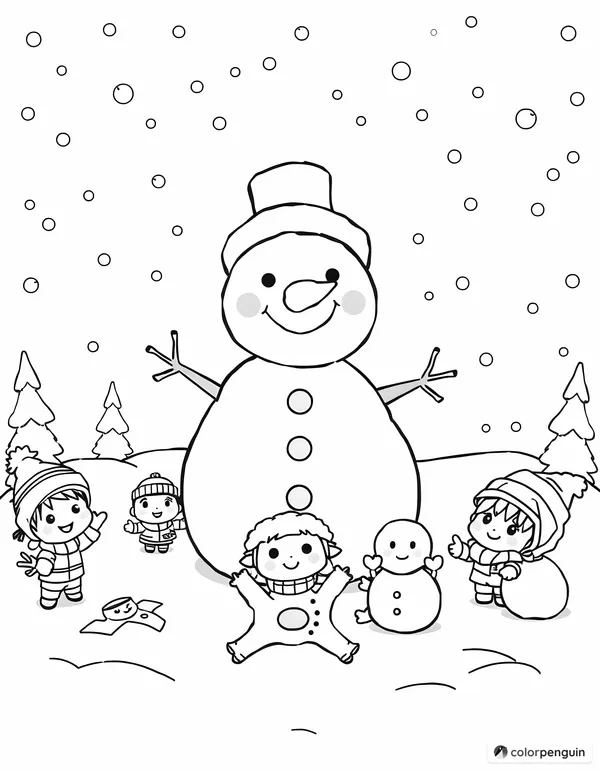 Chibi Snowman and Playful Friends