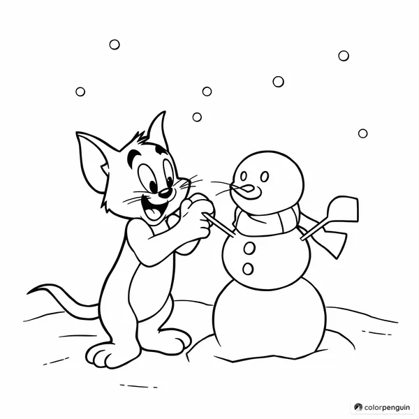 Tom and Jerry Build a Snowman