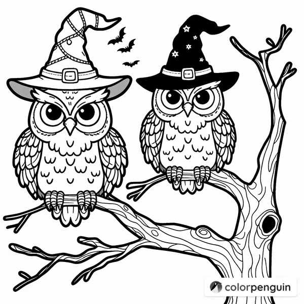 Spellbinding Owls on a Spooky Branch