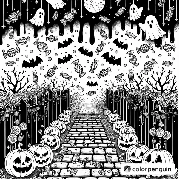 Spooky Halloween Stroll with Candy Rain