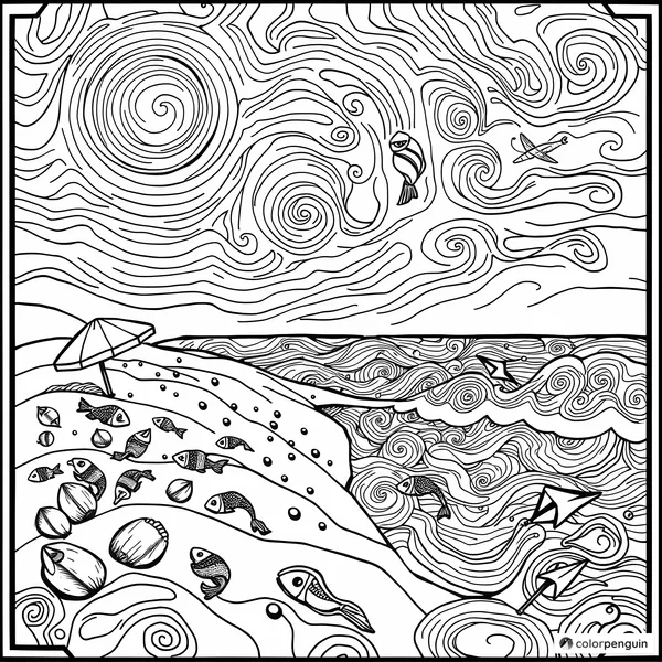 Swirling Summer Beach Scene