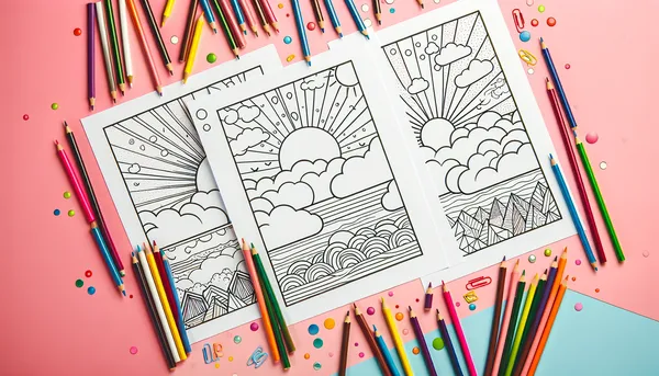 Sunset coloring pages feature image