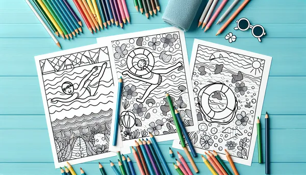 Swimming coloring pages feature image