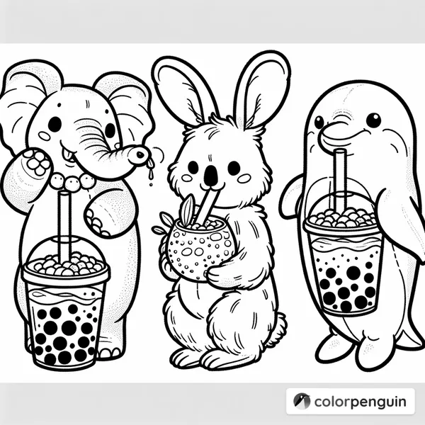 Animals Enjoying Boba Tea