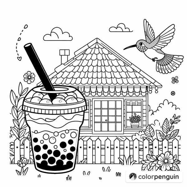 Boba Tea House with Hummingbird