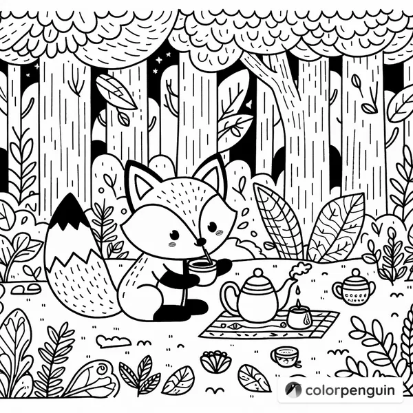 Cozy Fox Tea Party in the Forest