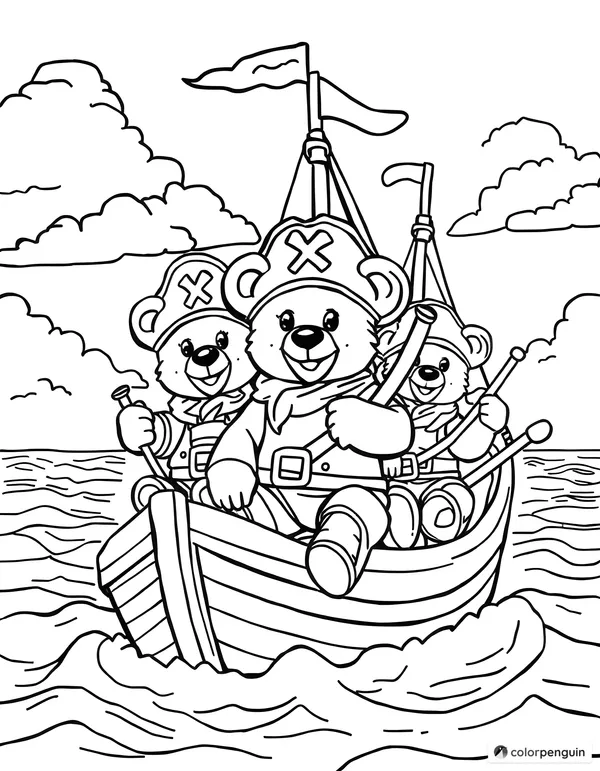 Pirate Teddy Bears Sailing the High Seas