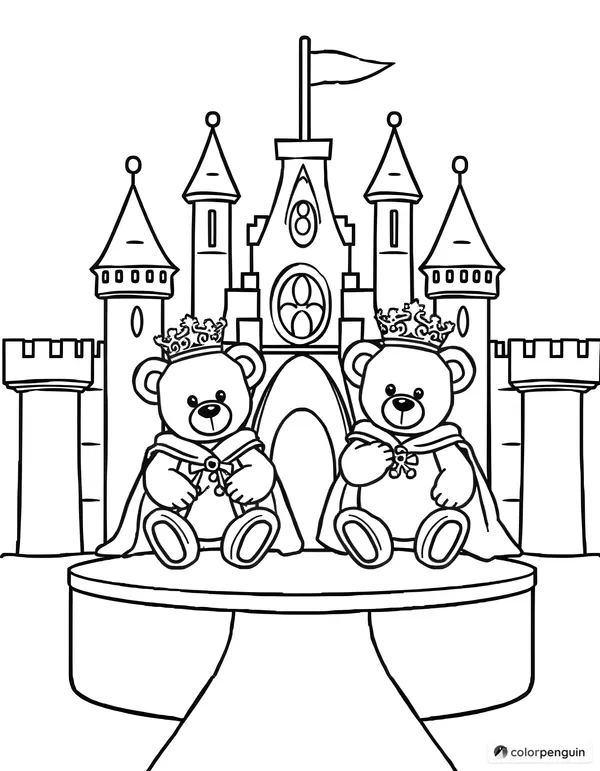 Royal Teddy Bears in a Grand Castle