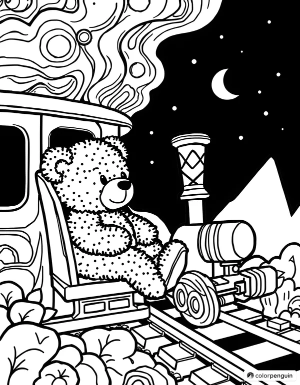 Teddy on a Midnight Train Journey