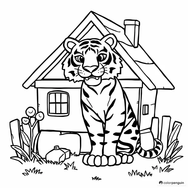 A Tiger Building a House