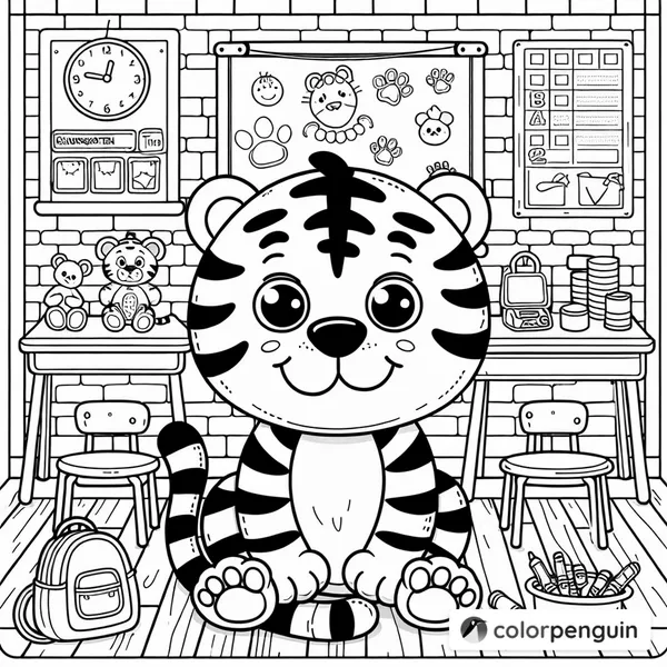 Cute Tiger in Kindergarten