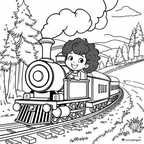 A Little Girl on a Steam Train