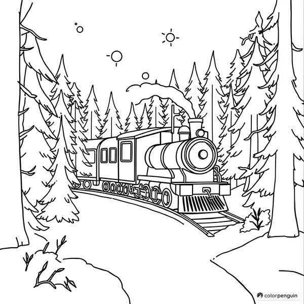 Winter Train in the Forest