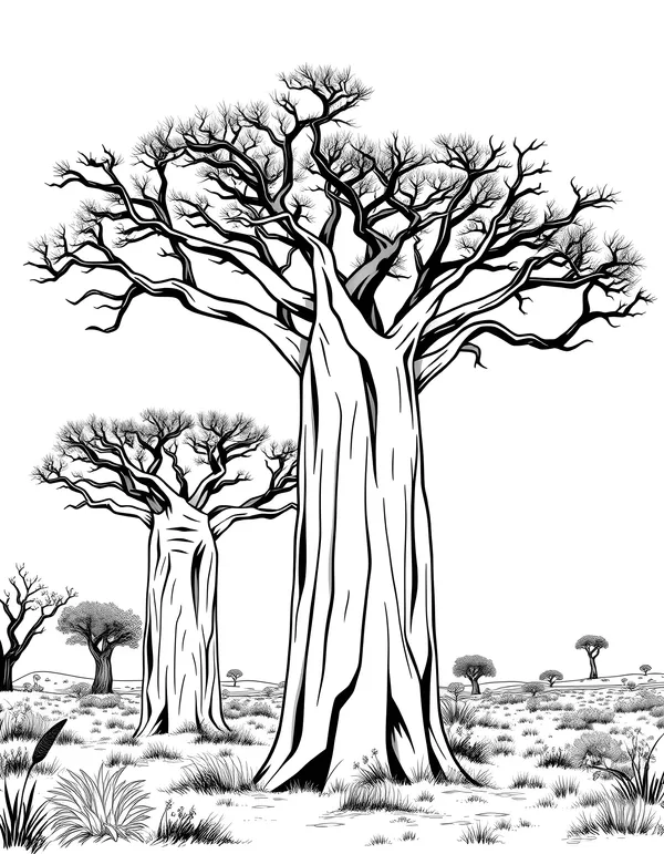 Baobab Trees in the Savannah