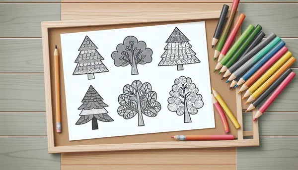 Trees coloring pages feature image