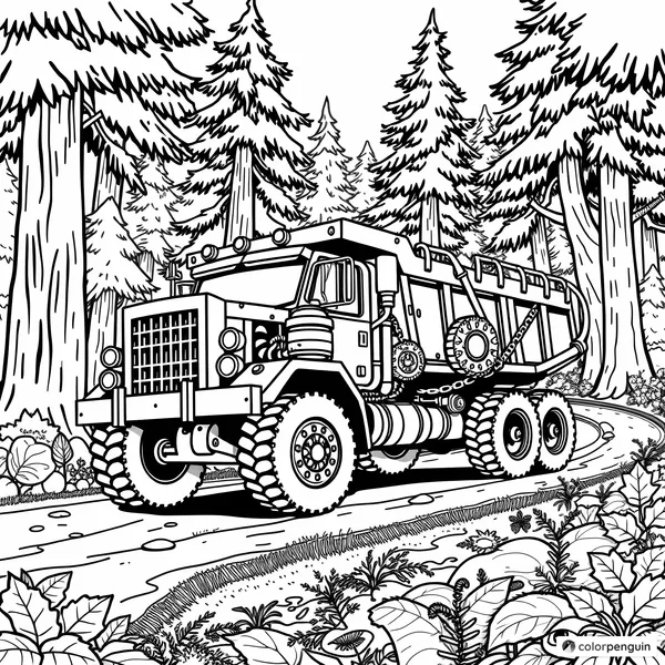 Steampunk Dump Truck on a Forest Road