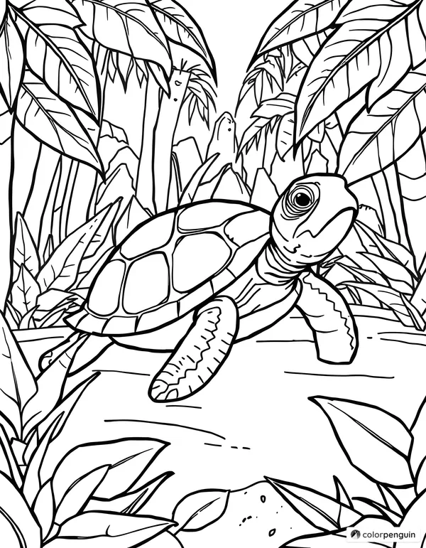 Turtle in a rainforest setting