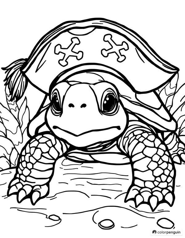 Turtle with a pirate hat