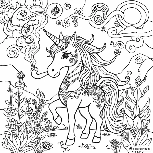 Enchanting Unicorn with a Pipe