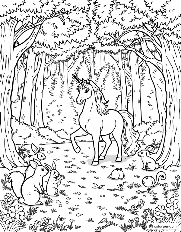 Unicorn and Woodland Friends