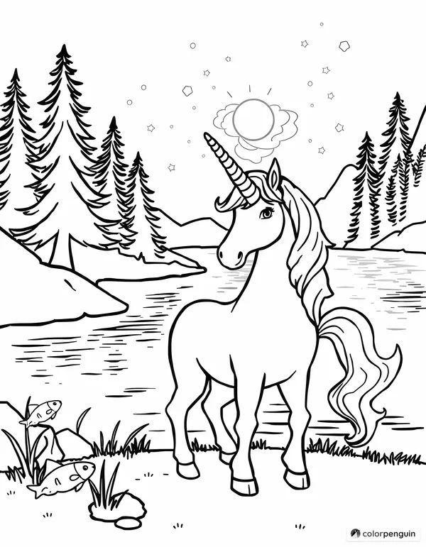 Unicorn by the Sparkling Lake