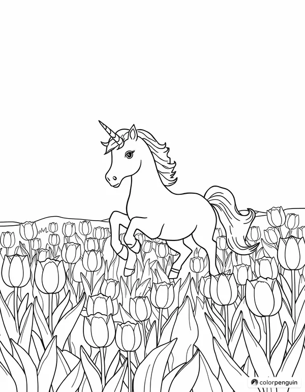 Unicorn in a Tulip Field