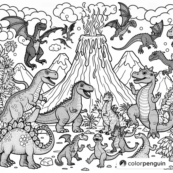 Dinosaur and Dragon Volcano Party