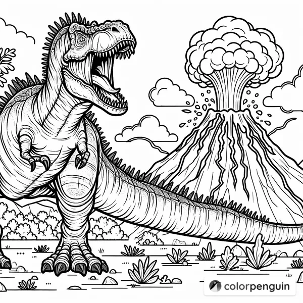 Indominus Rex by an Erupting Volcano