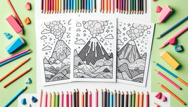 Volcano coloring pages feature image