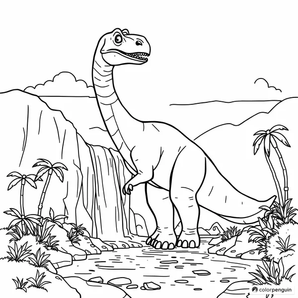 Brachiosaurus by the Waterfall