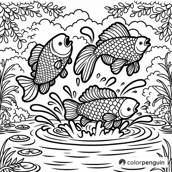 Three Fish Leaping from the Water