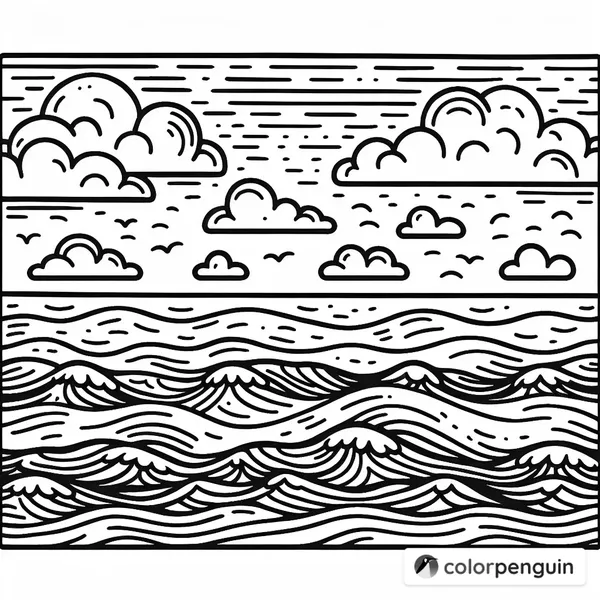 Coloring Page of the Open Ocean