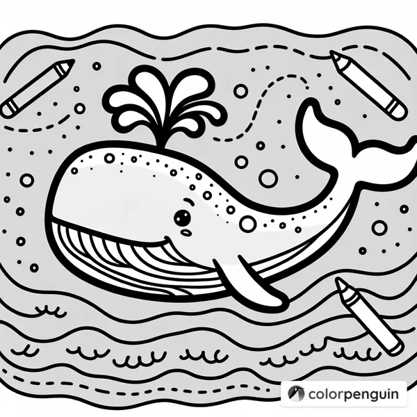 Playful Whale Coloring Page