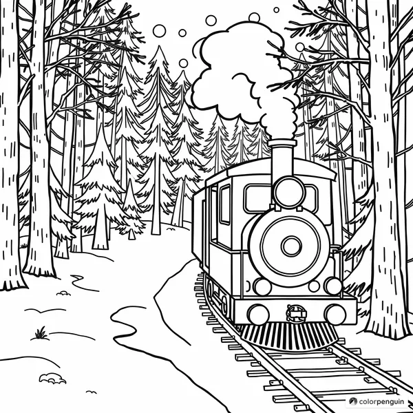 Train Journey Through a Winter Forest