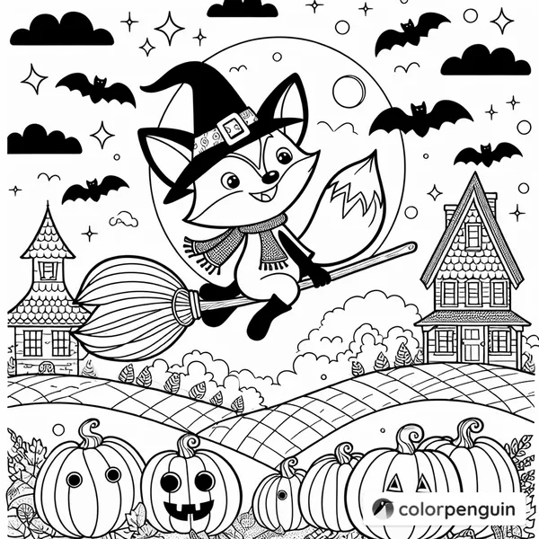 Fox Witch in Flight