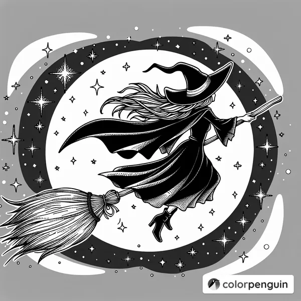 Witch Flying on a Broomstick