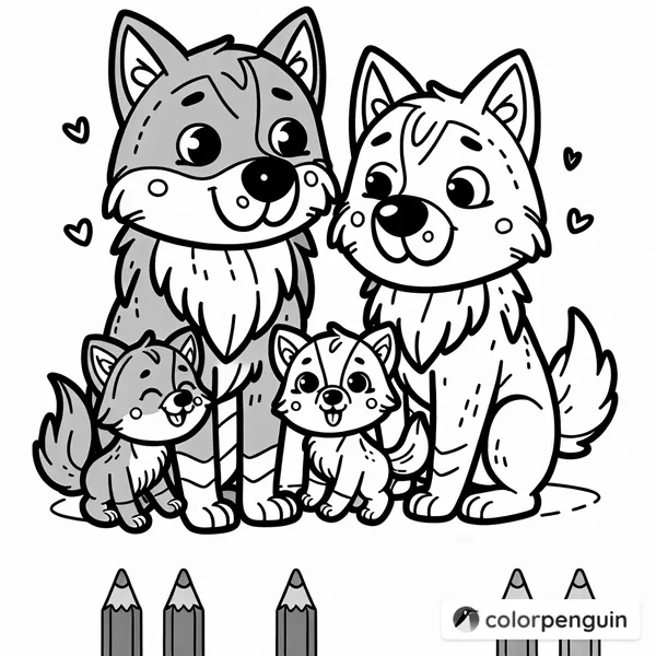 Adorable Wolf Family