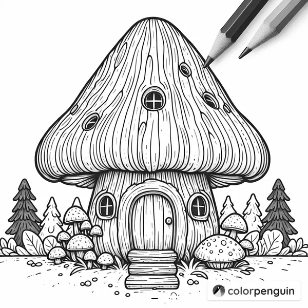 Mushroom Gnome House in the Woods