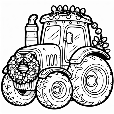 Advent With Tractor Coloring Page