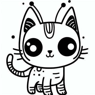 Alien With Cat Coloring Page