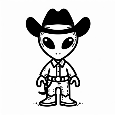 Alien With Cowboy Coloring Page