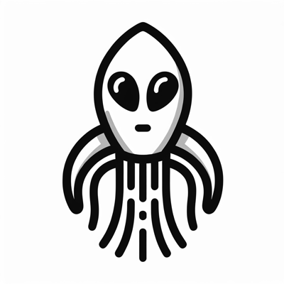 Alien With Rocketship Coloring Page