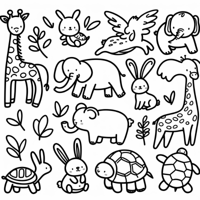 Animals With Shapes Coloring Page