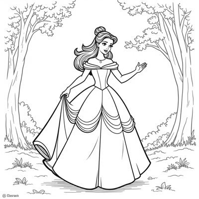 Belle Danced In The Moonlight Coloring Page