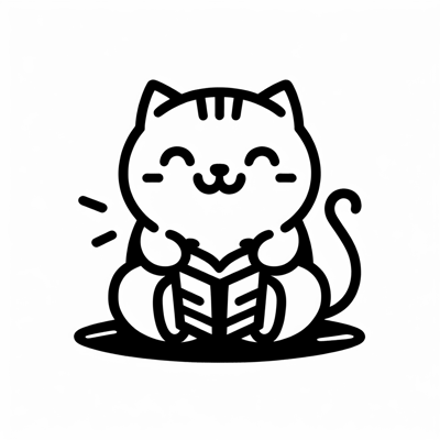 Book With Cat Coloring Page