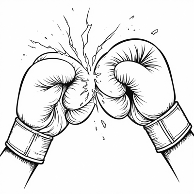 Boxing Gloves Collide Silence Breaks Coloring Page