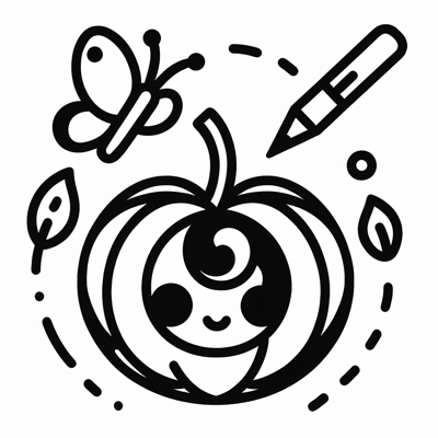 Butterfly With Pumpkin Coloring Page