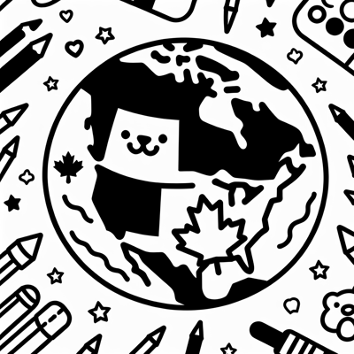 Canada With Earth Coloring Page